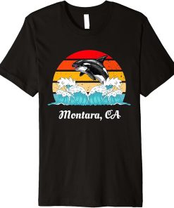 Vintage Montara CA Distressed Orca Killer Whale Art Premium T-Shirt