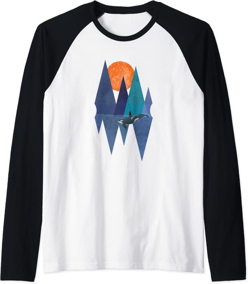 Orca and Killer Whale Polygon Gift for Men and Women Raglan Baseball Tee