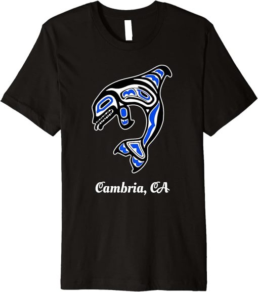 Blue Native American Cambria CA Tribal Orca Killer Whale Premium T-Shirt