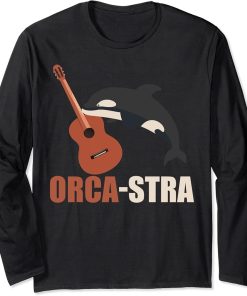 Whale Pun Joke Whales Orca-stra Cello Orca Long Sleeve T-Shirt