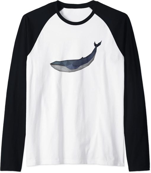 Whale T-Shirt Humpback Whale Polygon Geometric Sea Animal Raglan Baseball Tee