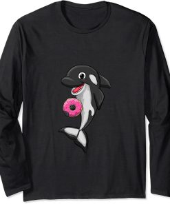 Donut Food Love Killer Whale Orca Lover Animal Womens Long Sleeve T-Shirt