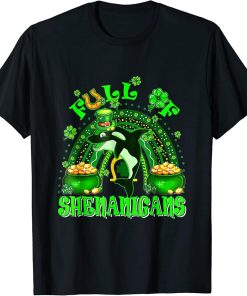 Full Of Shenanigans St Patrick"s Day Orca Fish Clovers T-Shirt