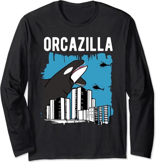 Funny Cute Orca Orcazilla Long Sleeve T-Shirt