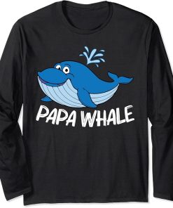 Funny Whale Art For Men Dad Orca Narwhal Blue Whales Long Sleeve T-Shirt