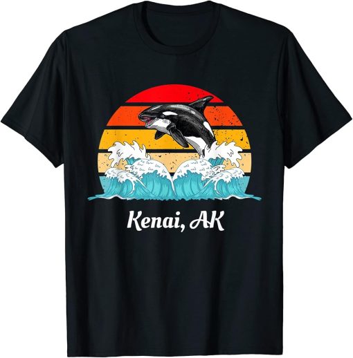 Vintage Kenai AK Distressed Orca Killer Whale Art T-Shirt