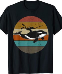 Cool Spearfishing And Orca Retro Vintage Scuba Diving Diver T-Shirt