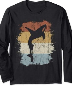 Fancy Retro Orca Silhouette Vintage Killer Whale Art Long Sleeve T-Shirt